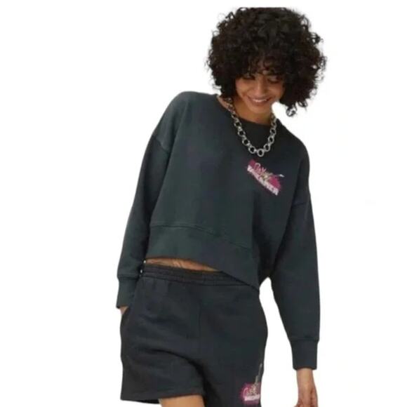 Daydreamer Street Guitar Shop Shrunken Crew Sweatshirt Vintage Black 2X NWT